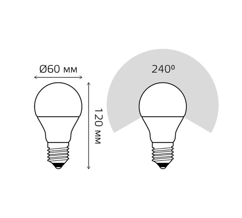 GAUSS 23232 Светодиодная лампа LED Elementary A60 12W E27 1170lm 6500K 1/10/50 0
