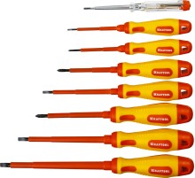 KRAFTOOL "PROFI" X-Drive Набор: Высоковольтные отвертки, SL: 2,5, 4; 5,5; 6,5, PH: № 0, 1, 2, пробник, до 1000В [250088-H8]