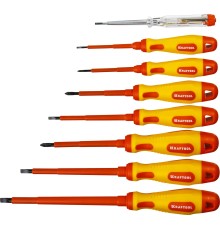 KRAFTOOL "PROFI" X-Drive Набор: Высоковольтные отвертки, SL: 2,5, 4; 5,5; 6,5, PH: № 0, 1, 2, пробник, до 1000В [250088-H8]
