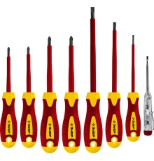 Набор: Отвертки SL 3, 5, 6 / PH 1, 2 / PZ 1, 2, тестер 100-250 В, ''Профессионал'' , в кейсе, 8 предметов
