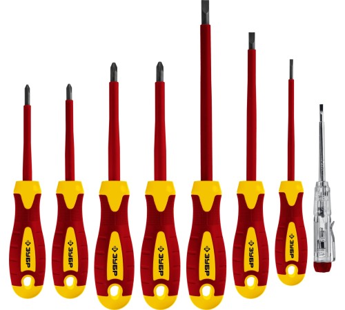 Набор: Отвертки SL 3, 5, 6 / PH 1, 2 / PZ 1, 2, тестер 100-250 В, ''Профессионал'' , в кейсе, 8 предметов Набор: Отвертки SL 3, 5, 6 / PH 1, 2 / PZ 1, 2, тестер 100-250 В, ''Профессионал'' , в кейсе, 8 предметов