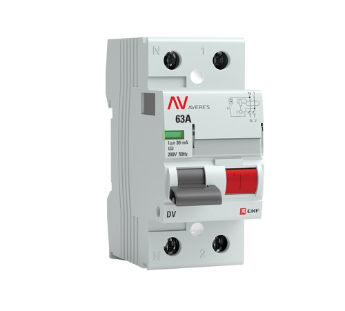 Устройство защитного отключения Averes DV УЗО 2P 63А/30мА (AC) электромеханическое Устройство защитного отключения Averes DV УЗО 2P 63А/30мА (AC) электромеханическое
