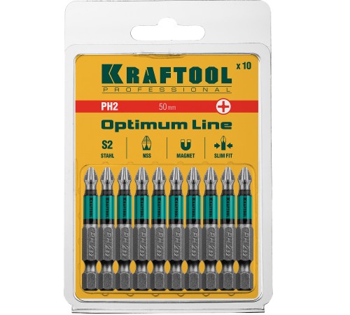 KRAFTOOL Optimum Line Биты, PH2, 50 мм, тип хвостовика E 1/4", 10 шт в блистере (26122-2-50-10) KRAFTOOL Optimum Line Биты, PH2, 50 мм, тип хвостовика E 1/4", 10 шт в блистере (26122-2-50-10)