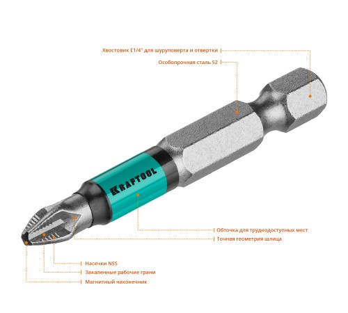 KRAFTOOL Optimum Line Биты, PH2, 50 мм, тип хвостовика E 1/4", 10 шт в блистере (26122-2-50-10) KRAFTOOL Optimum Line Биты, PH2, 50 мм, тип хвостовика E 1/4", 10 шт в блистере (26122-2-50-10)