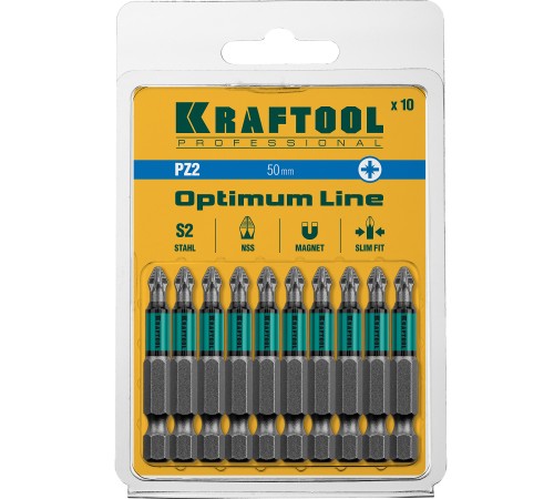 Набор бит Kraftool 26124-2-50-10 (10пред.) для шуруповертов