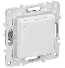 SKANDY Розетка 1-местная с заземлением с защитными шторками и крышкой 16А IP44 SK-R11W арктический белый IEK