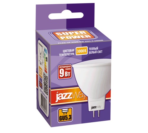 Лампа светодиодная LED 9Вт MR16 GU5.3 теплый