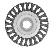 Щетка MATRIX для УШМ 125 мм, посадка 22,2 мм, плоская, крученая металлическая проволока// 74632