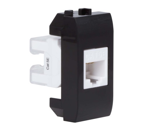 Компьютерная розетка RJ45 кат.5e, Brava, черная, 1 мод DKC 77654N