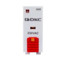 Реле миниатюрное промышленное, 2CO, ком. ток 8А, AgSnO2, напряжение 230V AC, опция: тест-кнопка+светодиод