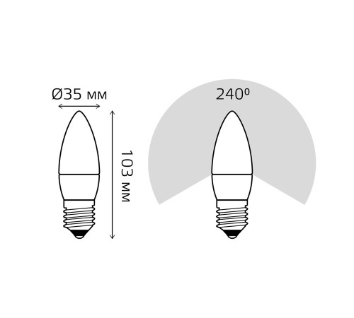 Лампа Gauss Elementary Свеча 12W 950lm 6500K E27 LED 1/10/100 Лампа Gauss Elementary Свеча 12W 950lm 6500K E27 LED 1/10/100