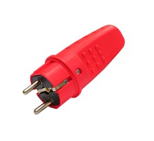 Вилка прямая c/з каучук 16А 250В IP44 цвет красный (еврослот)