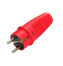 Вилка прямая c/з каучук 16А 250В IP44 цвет красный (еврослот)
