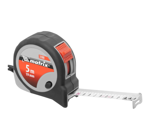 Рулетка Continuous fixation, 5 м х 19 мм, двухкомпонентный корпус, плавная фиксация