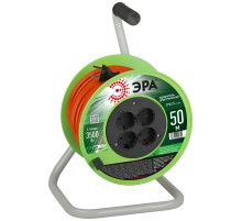 Удлинитель силовой на пластиковой катушке без заземления 4 розетки 50м ПВС 2х1,5мм2 RP-4-2x1.5-50m