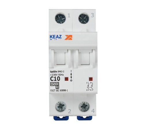 Выключатель автоматический модульный OptiDin BM63-2C10-4.5-УХЛ3 КЭАЗ 326802