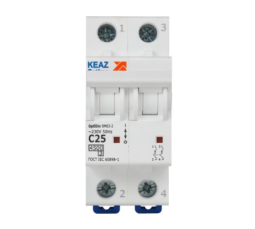 Выключатель автоматический модульный OptiDin BM63-2C25-4.5-УХЛ3 КЭАЗ 326805