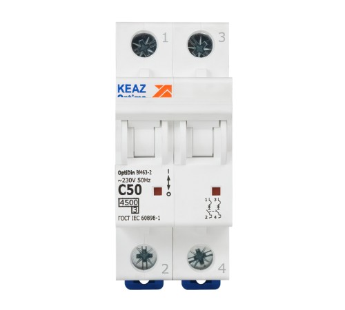 Выключатель автоматический модульный OptiDin BM63-2C50-4.5-УХЛ3 КЭАЗ 326808