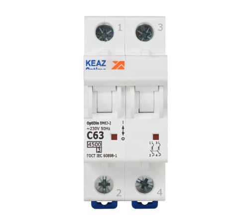 Выключатель автоматический модульный OptiDin BM63-2C63-4.5-УХЛ3 КЭАЗ 326809