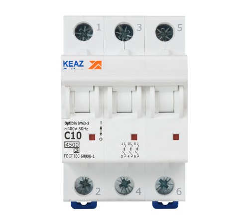 Выключатель автоматический модульный OptiDin BM63-3C10-4.5-УХЛ3 КЭАЗ 326811