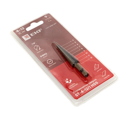 Cверло ступенчатое ST-4-12/1 HSS (9 ступ.)