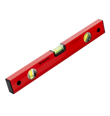 Уровень алюминиевый, 400 мм, 3 глазка, красный, линейка