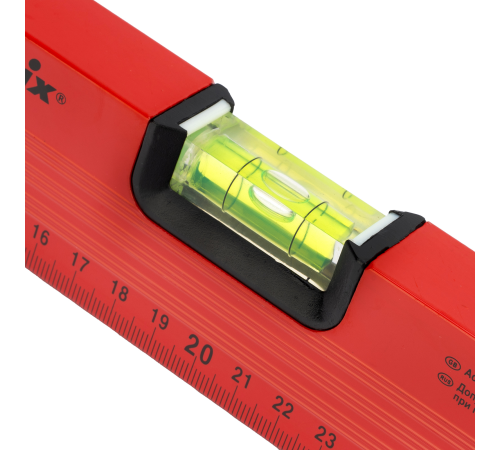 Уровень алюминиевый, 400 мм, 3 глазка, красный, линейка
