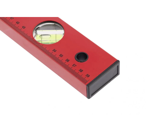 Уровень алюминиевый, 600 мм, 3 глазка, красный, линейка