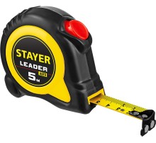 Рулетка с автостопом в ударостойком обрезиненном корпусе STAYER LEADER 5м / 25мм