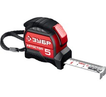 Рулетка ЗУБР АВТОСТОП 5м / 19мм с автостопом и ударостойким обрезиненным корпусом