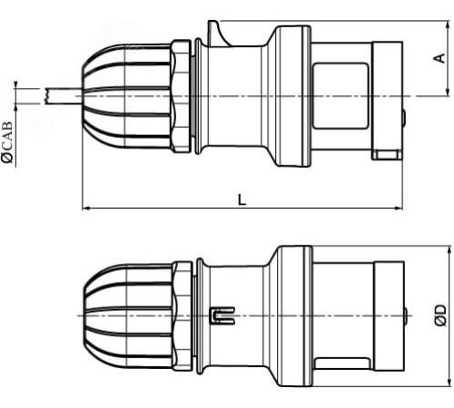 Вилка кабельная IP44 16A 3P+E+N 400V DKC DIS2131637