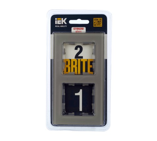 BRITE Рамка 2 поста РУ-2-2-БрД стекло дымчатый