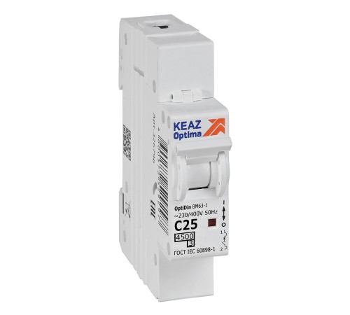 Выключатель автоматический модульный OptiDin BM63-1C25-4.5-УХЛ3 КЭАЗ 326796