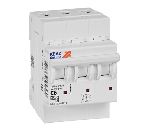 Выключатель автоматический модульный OptiDin BM63-3C6-4.5-УХЛ3 КЭАЗ 326810