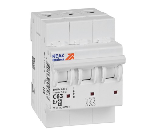 Выключатель автоматический модульный OptiDin BM63-3C63-4.5-УХЛ3 КЭАЗ 326818