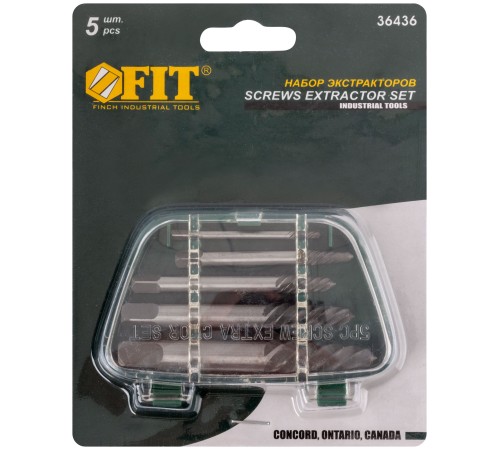 Экстрактор FIT IT для шурупов, набор 5 шт., усиленный 36436 Экстрактор FIT IT для шурупов, набор 5 шт., усиленный 36436