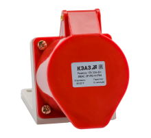 Розетка для монтажа на поверхность 125-32А-6h-380AC-3P+PE+N-IP44
