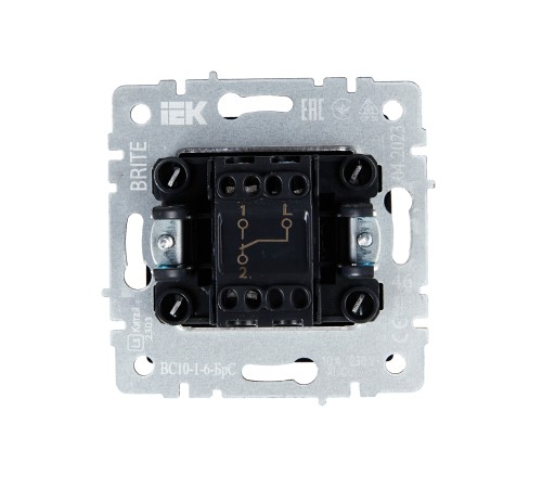 IEK BR-V12-0-10-K46 BRITE Выключ. 1-кл. прох. 10А ВС10-1-6-БрС сталь IEK BR-V12-0-10-K46 BRITE Выключ. 1-кл. прох. 10А ВС10-1-6-БрС сталь