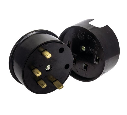 EKF AS-380-O-04 Разъем РШ-ВШ 32А 380В 3P+PE (ОУ) карболитовый черный EKF PROxima