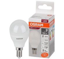 Лампа светодиодная LED 7 Вт E14 4000К 560Лм шарик 220 В (замена 60Вт) OSRAM