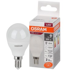 Лампа светодиодная LED 10 Вт E14 4000К 800Лм шарик 220 В (замена 75Вт) OSRAM