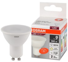 Лампа светодиодная LED 7 Вт GU10 3000К 560Лм спот 220 В (замена 60Вт) OSRAM
