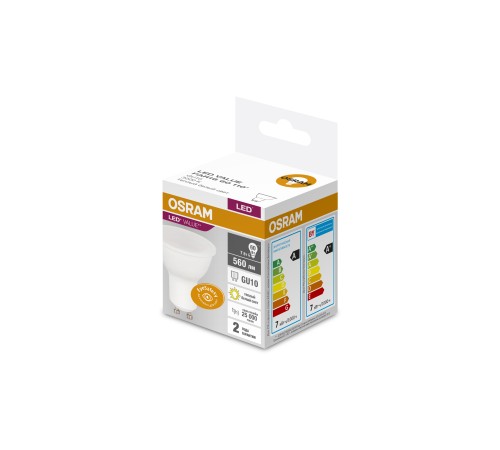 Лампа светодиодная LED 7 Вт GU10 3000К 560Лм спот 220 В (замена 60Вт) OSRAM