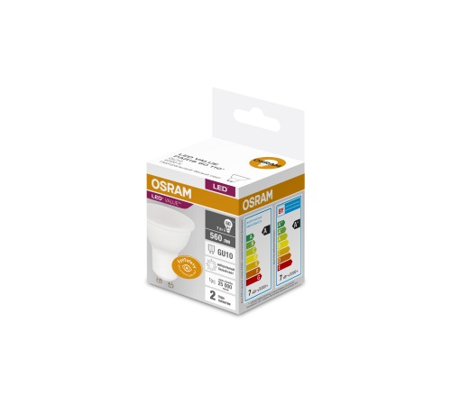 Лампа светодиодная LED 7 Вт GU10 4000К 560Лм спот 220 В (замена 60Вт) OSRAM