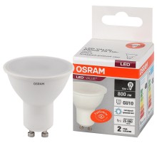 Лампа светодиодная LED 10 Вт GU10 6500К 800Лм спот 220 В (замена 75Вт) OSRAM