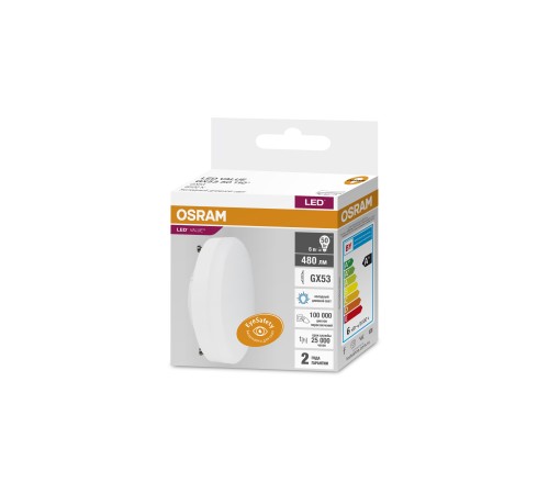 Лампа светодиодная LED 6 Вт GX53 6500К 480Лм таблетка 220 В (замена 50Вт) OSRAM