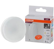 Лампа светодиодная LED 10 Вт GX53 3000К 800Лм таблетка 220 В (замена 75Вт) OSRAM