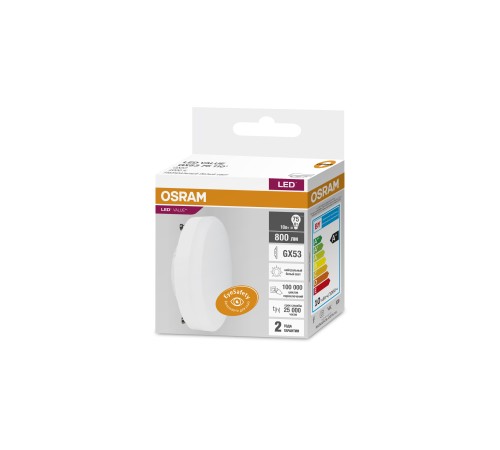 Лампа светодиодная LED 10 Вт GX53 4000К 800Лм таблетка 220 В (замена 75Вт) OSRAM