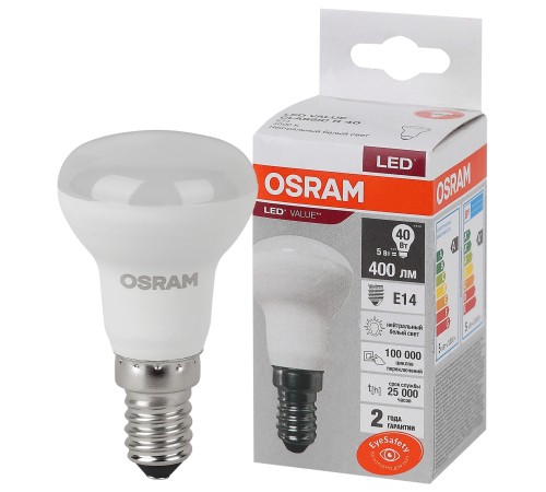 Лампа светодиодная LED 5 Вт E14 4000К 400Лм гриб 220 В (замена 40Вт) OSRAM