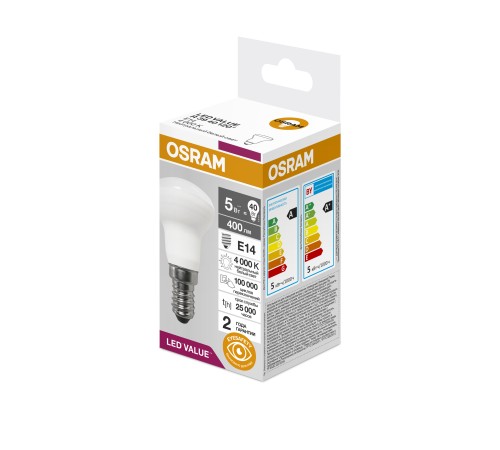 Лампа светодиодная LED 5 Вт E14 4000К 400Лм гриб 220 В (замена 40Вт) OSRAM